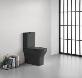 CERANO - WC kombi Hugo, Rimless + UF sedátko - čierna matná, CER-CER-538762