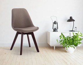 Stolička Borne V2 látka (SET 4 ks), drevené nohy orech - Sivo-hnedá (Taupe)