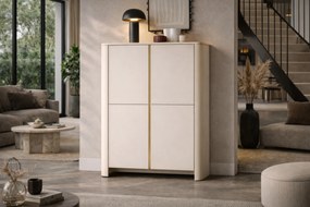 Vysoká komoda Sorrenti 103 cm - kašmírová / zlatá