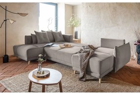 Svetlohnedá menčestrová rozkladacia rohová pohovka (ľavý roh/do "U") Lazy Lukka – Miuform