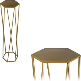 STOJAN NA KVETINÁČ HEXAGON 100X24X27 CM ZLATÁ