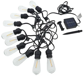 Baterie Centrum LED Solárna reťaz 10xLED/1,2V 600 mAh 5,94m IP44 teplá biela BC0401