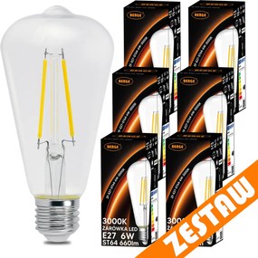 SADA 6x LED žiarovka E27 8W 880lm 3000K - tepla biela