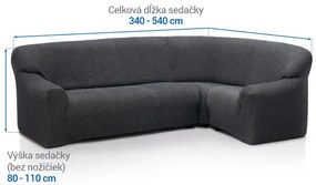 Super strečové poťahy RUBINIA antracitová rohová sedačka (š. 340 - 540 cm)