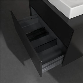 VILLEROY &amp; BOCH Collaro závesná skrinka pod umývadlo na dosku (umývadlo v strede), 2 zásuvky, 800 x 500 x 548 mm, Black Matt Lacquer, C08000PD