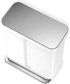 Simplehuman Pedálový odpadkový kôš na triedený odpad 58 l, biela