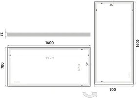 LED zrkadlo do kúpeľne Nimco 140x70 cm IP 44 ZP 13008