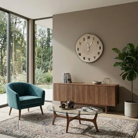 Nástenné drevené hodiny s rímskymi číslicami – prírodný vzhľad dreva | KORRO: Amber - 3072 26-29 cm 4813-115575 KOR006-29-Amber