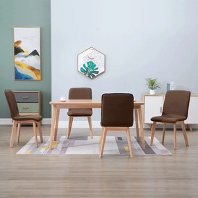 Jedálenské stoličky 4 ks, hnedé, látka a dubový masív