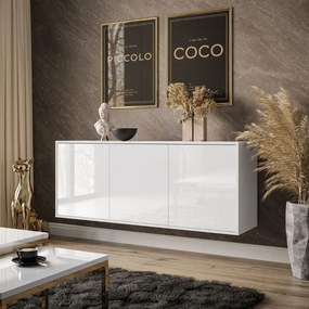 KOMODA ALWIN BIELA VYSOKÝ LESK 153cm ZÁVESNÁ