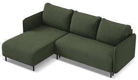 Zelená rozkladacia/s úložným priestorom rohová pohovka (ľavý roh) Luana – Makamii