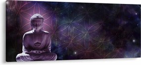 Obraz - Budha s kvetmi života (120x50 cm)