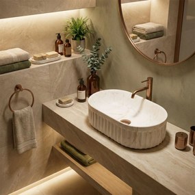 Rea Georgia, umývadlo na dosku 555×350×145 mm, béžová imitácia kameňa, REA-U3542