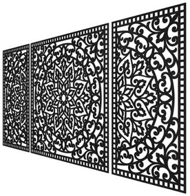 Drevená nástenná dekorácia trojdielna mandala do interiéru | SENTOP HDF0514-B