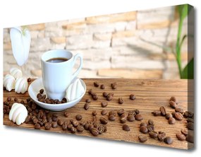Obraz Canvas Hrnček káva zrnká kuchyňa 125x50 cm