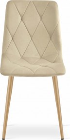 LEOBERT Sada 2 velúrových čalúnených stoličiek - prešívaná béžová