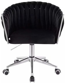 LuxuryForm DESIGN Stolička NORDEN VELUR na striebornej podstave s kolieskami - čierna