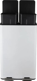 Matne biely oceľový odpadkový kôš 2x30 l na triedený odpad/nášľapný Aliya – Spirella