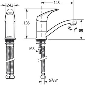 JIKA H3511N10042201 - Kuchynská batéria TALAS 13,5 cm lesklý chróm