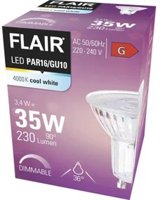LED žiarovka FLAIR PAR16/PAR51 GU10 / 3,4 W ( 35 W ) 230 lm 4000 K stmievateľná
