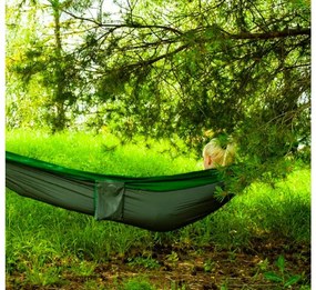 Turistická hojdacia sieť SANTIAGO 260x140 cm, zelená/sivá