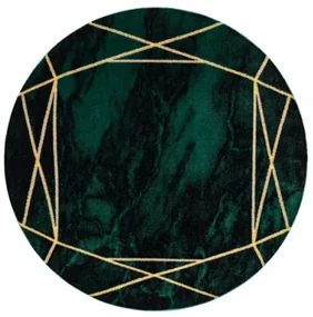 Koberec EMERALD exkluzívny 1022 kruh - glamour, marmur, geometrický zelený/zlatý