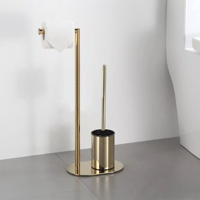Tutumi - Stojan na toaletný papier s WC kefou, 332871, zlatá lesklá, HOM-04859