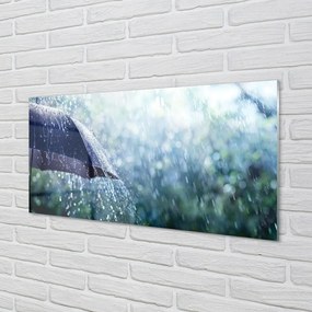 Obraz na skle Umbrella dažďovej kvapky 125x50 cm