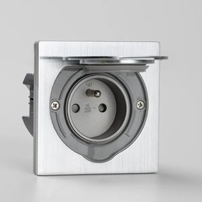 Brilagi - Vonkajšia vstavaná podlahová zásuvka IP55 matný chróm štvorcový