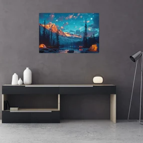 Obraz - Kempovanie v horách (90x60 cm)