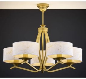 Jupiter 2110 - Luster na tyči KASZMIR 5xE27/15W/230V biela/zlatá/mramorový dekor