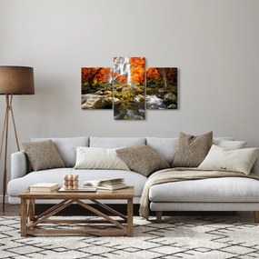 Obraz - Vodopády v oranžovom lese (90x60 cm)