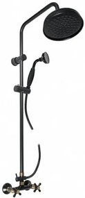 RAV SLEZÁK Morava Retro sprchový systém s držiakom sprchy a sprchovou hadicou čierna matná/stará mosadz mk181.0/7cmatsm MK181.07CMATSM