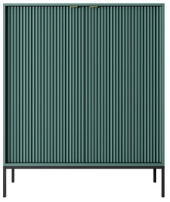 Komoda Nova 104 cm zelená/zlaté úchytky a čierny rám