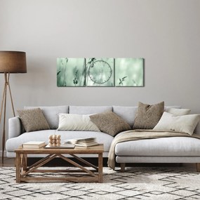 Obraz - Zelená lúka (s hodinami) (90x30 cm)