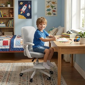 Detská otočná stolička Neoseat JUNI 010 s podnožou — látka, sivá