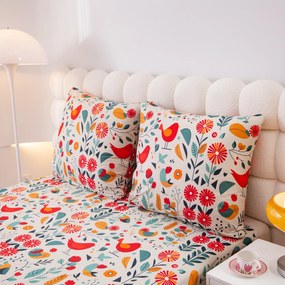 Obliečky z mikrovlákna RETRO VTÁČIK farebné Rozmer obliečky: 2 ks 70 x 90 cm | 200 x 220 cm