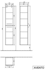 Villeroy & Boch AVENTO : vysoká skrinka 350x1760x372mm, 2 dvierka, pánty vpravo, Nordic Oak, A89401VJ