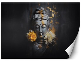 Gario Fototapeta Sivý Budha a kvety Materiál: Vliesová, Rozmery: 200 x 140 cm