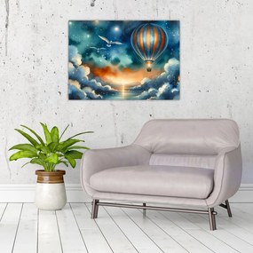Sklenený obraz - Lietať nočnou oblohou (70x50 cm)