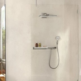 HANSGROHE Rainmaker Select horná sprcha 3jet, 466 x 300 mm, so sprchovým ramenom 461 mm, biela/chróm, 24007400