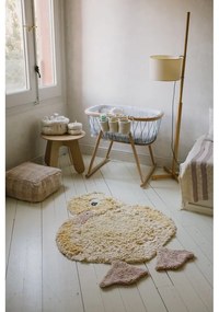 Žltý prateľný ručne tkaný bavlnený detský koberec 95x120 cm Ducky – Lorena Canals