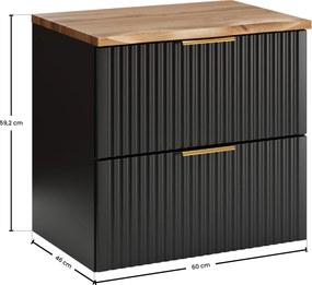 Comad Kúpeľňová skrinka pod doskové umývadlo Adel Black SET -ADB B NAT 60 čierna/dub wotan