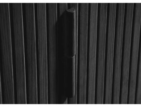 Čierna skrinka v dekore duba s posuvnými dverami 113x90 cm Cavo – Unique Furniture