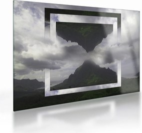 Sklenený obraz - Hory na Islande, geometrická koláž (70x50 cm)