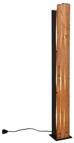 Stojacia lampa v čierno-prírodnej farbe s dreveným tienidlom (výška 121 cm) Karuni – Trio