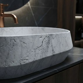 Rea Zoe Venice, umývadlo na dosku 590×380×170 mm, imitácia kameňa sivá matná, REA-U3541