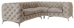 Sivobéžová zamatová rohová pohovka (pravý roh/do L) Chelsea – Ropez