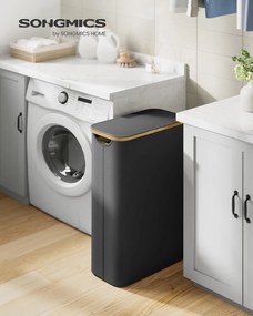 65l koš na prádlo s viečkom, úzky dizajn, 42 × 22,5 × 70,5 cm, čierny