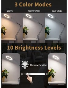 Brilagi - LED Stmievateľná stolná lampa s lupou LED/12W/5V 3000/4200/6000K biela